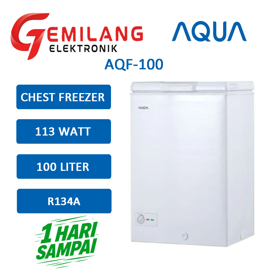 BOX FREEZER / CHEST FREEZER AQUA AQF-100 KAPASITAS 100 LITER LOW WATT