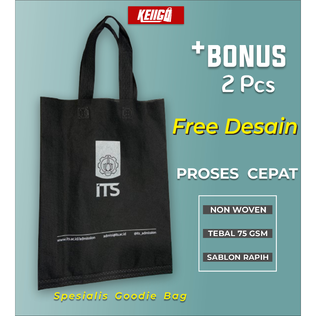 SABLON Goodie Bag  -  Tali Lipat Samping  - Tas spunbond Custom
