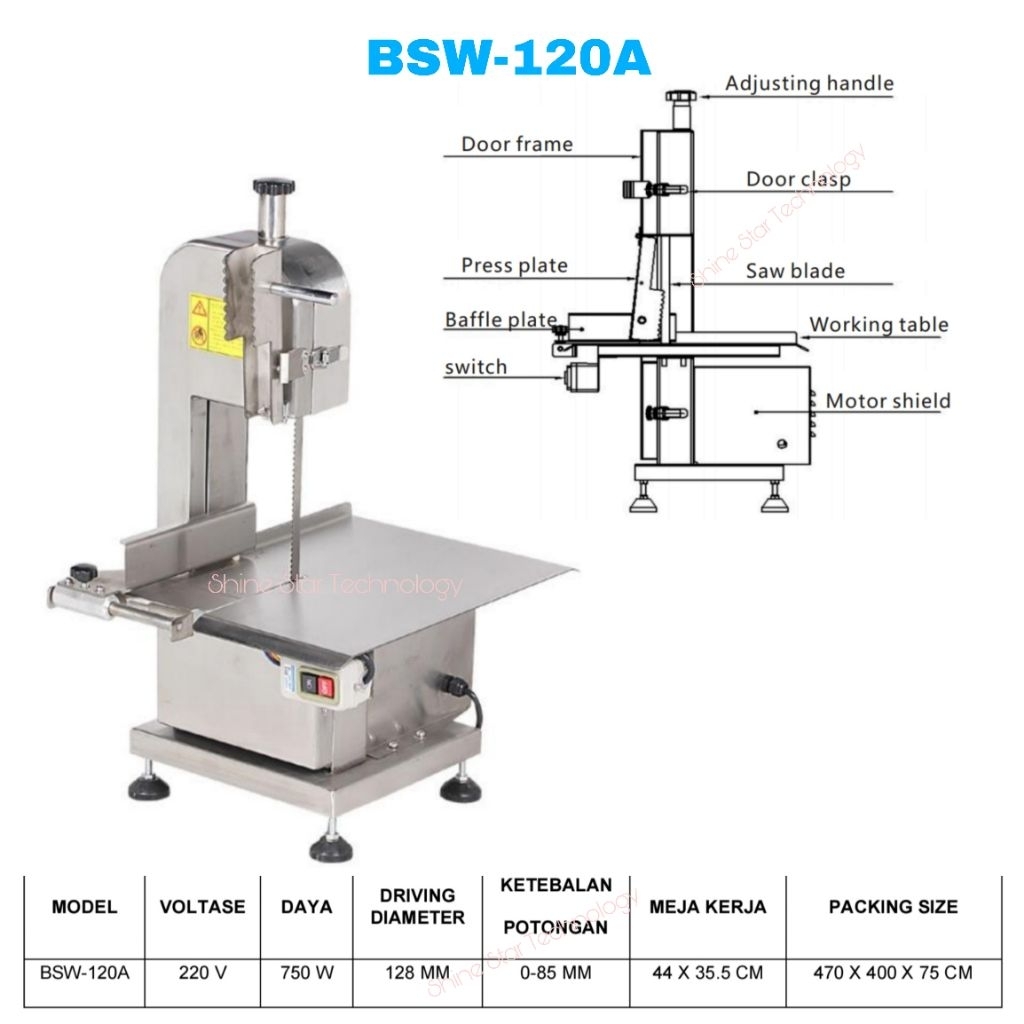 Fomac Bone Saw Machine BSW-W120A BSW W120A Mesin Potong Daging Tulang dan Ikan Beku