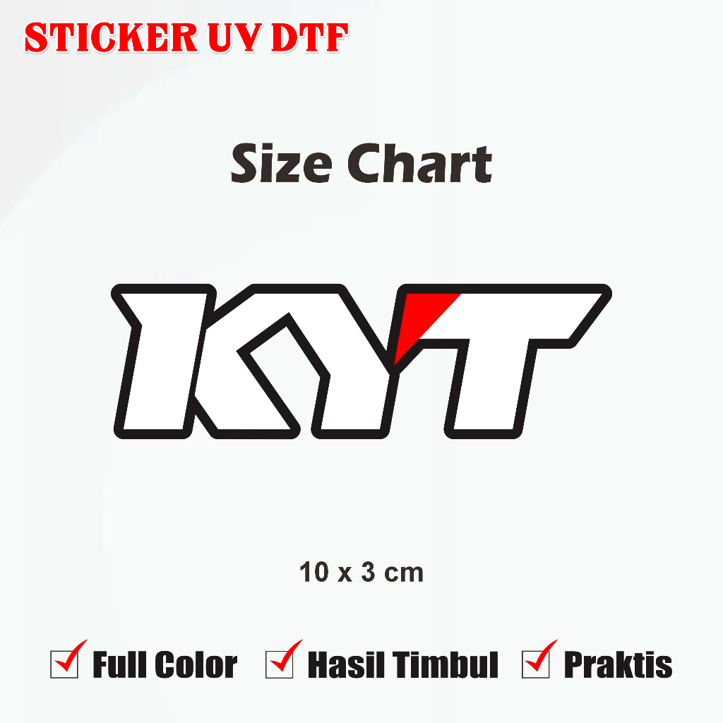 Stiker Helm KYT Full face  Glossy Sticker Logo KYT Kyoto Visor Helm LV/Up UV DTF Multi Stiker