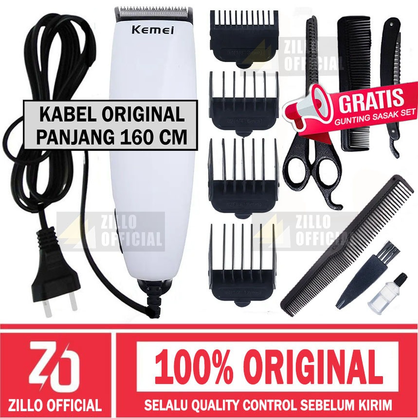KEMEI Alat Mesin Cukur Rambut Listrik Cukuran Bonus Gunting Sasak Rambut Set Lengkap Zillo