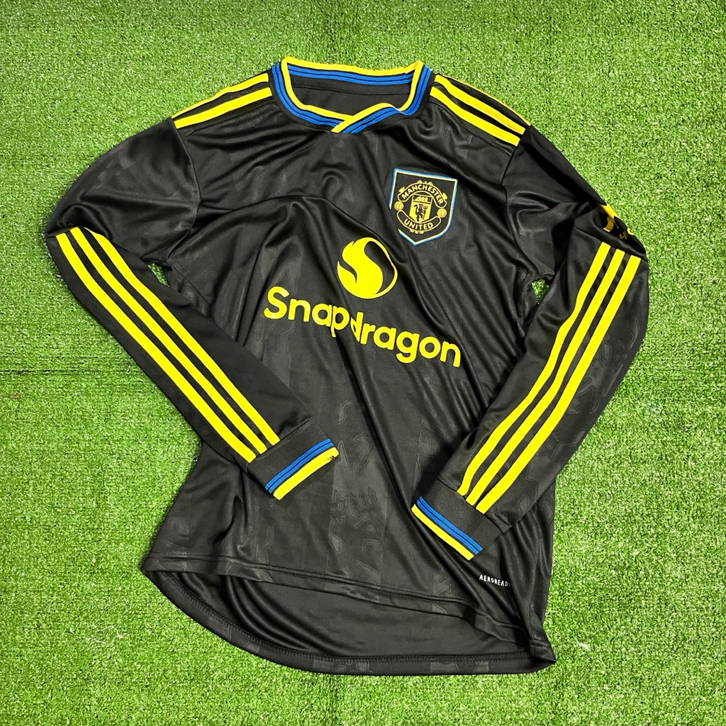 PLAYER ISSUE JERSEY BAJU BOLA MU 3RD MUSIM 2025/26 LONG SLEEVE LENGAN PANJANG HITAM GRADE ORI TERBAR