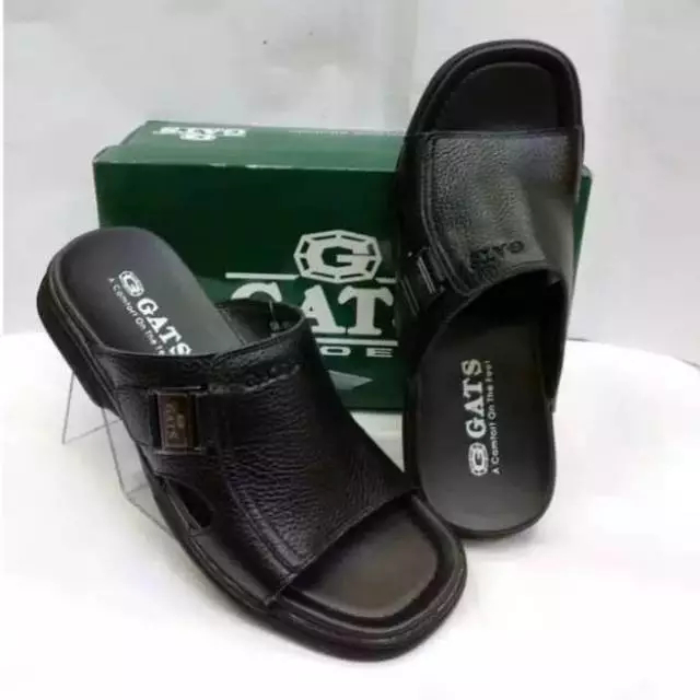 Sandal Gats Pria Kulit 100% OR 611 Hitam - Size 38 43