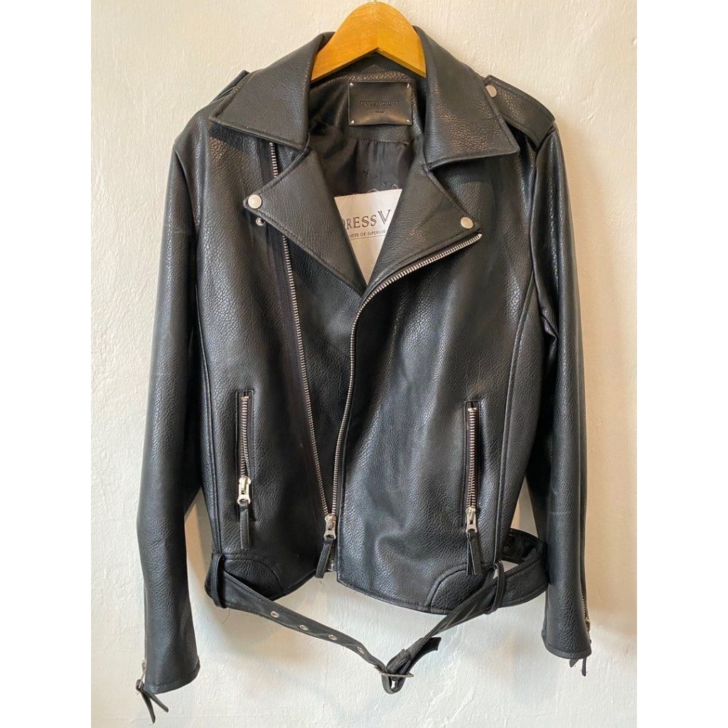 Faux Leather Jacket kulit dress volume size L