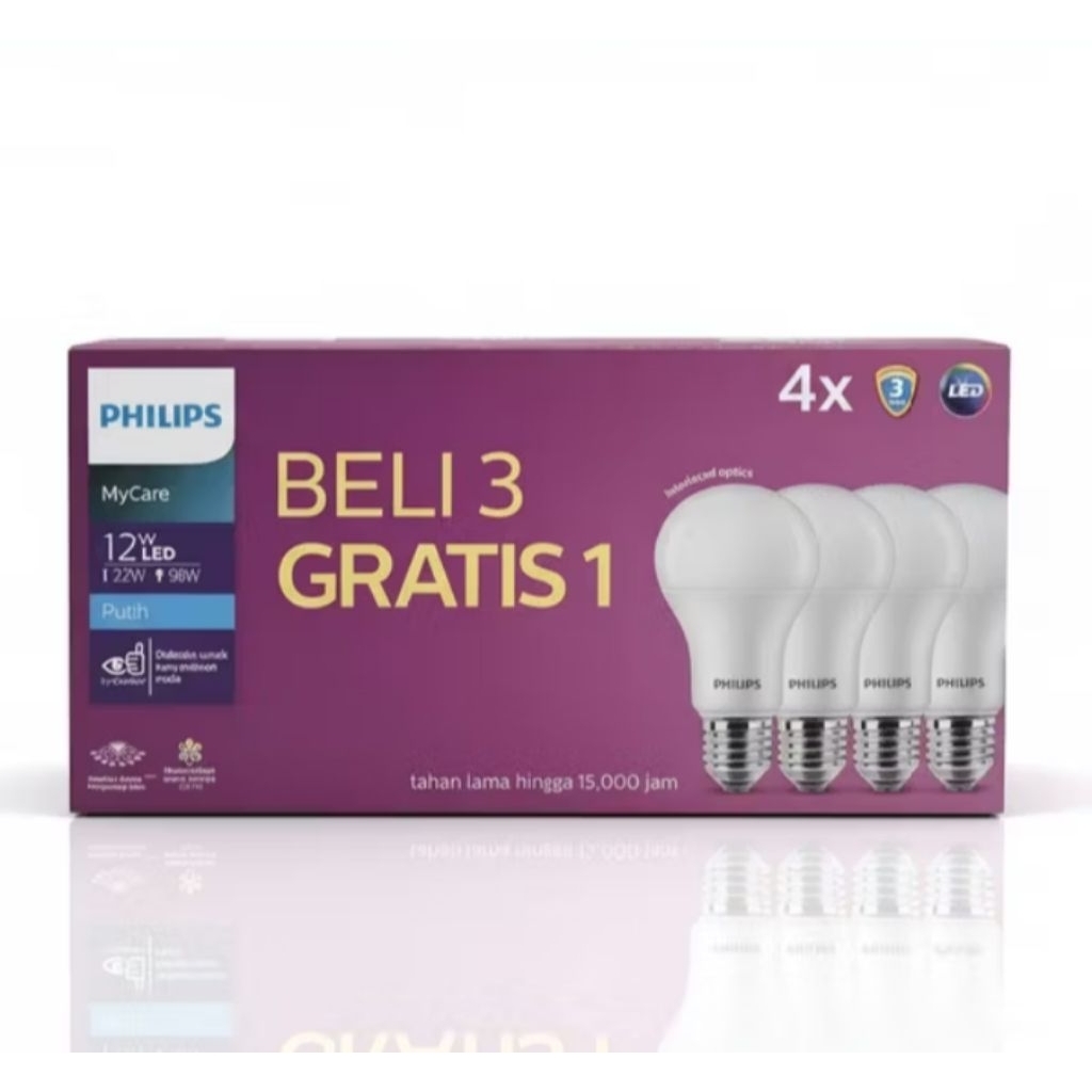 (BELI 3 GRATIS 1 )Virall Lampu LED Philips Lampu 12 Watt Multipack Radiantline LEDBright 12W 6500K 2