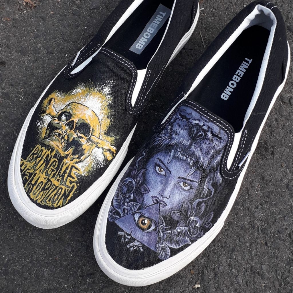 Sepatu THUNDERBEAR Slip On Custom BMTH Sepatu Pria dan Wanita