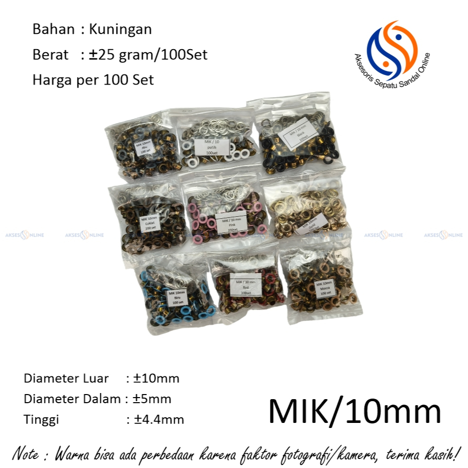 Mata Itik Kuningan 10mm Harga Per (100set)