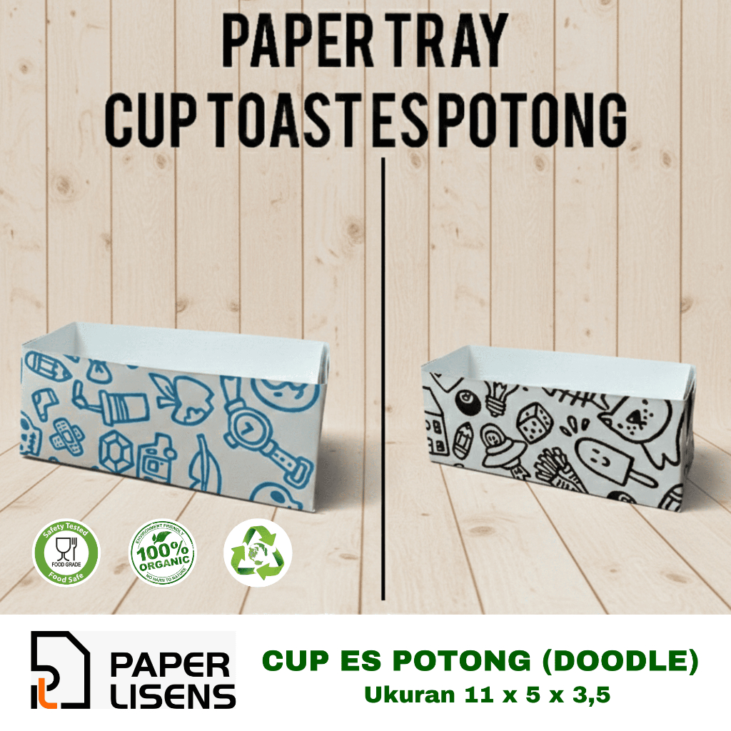 (100 pcs) Kotak Es Potong Roti (BESAR) Motif Doodle/Wadah Es Potong/ Kotak Es Cream Singapura