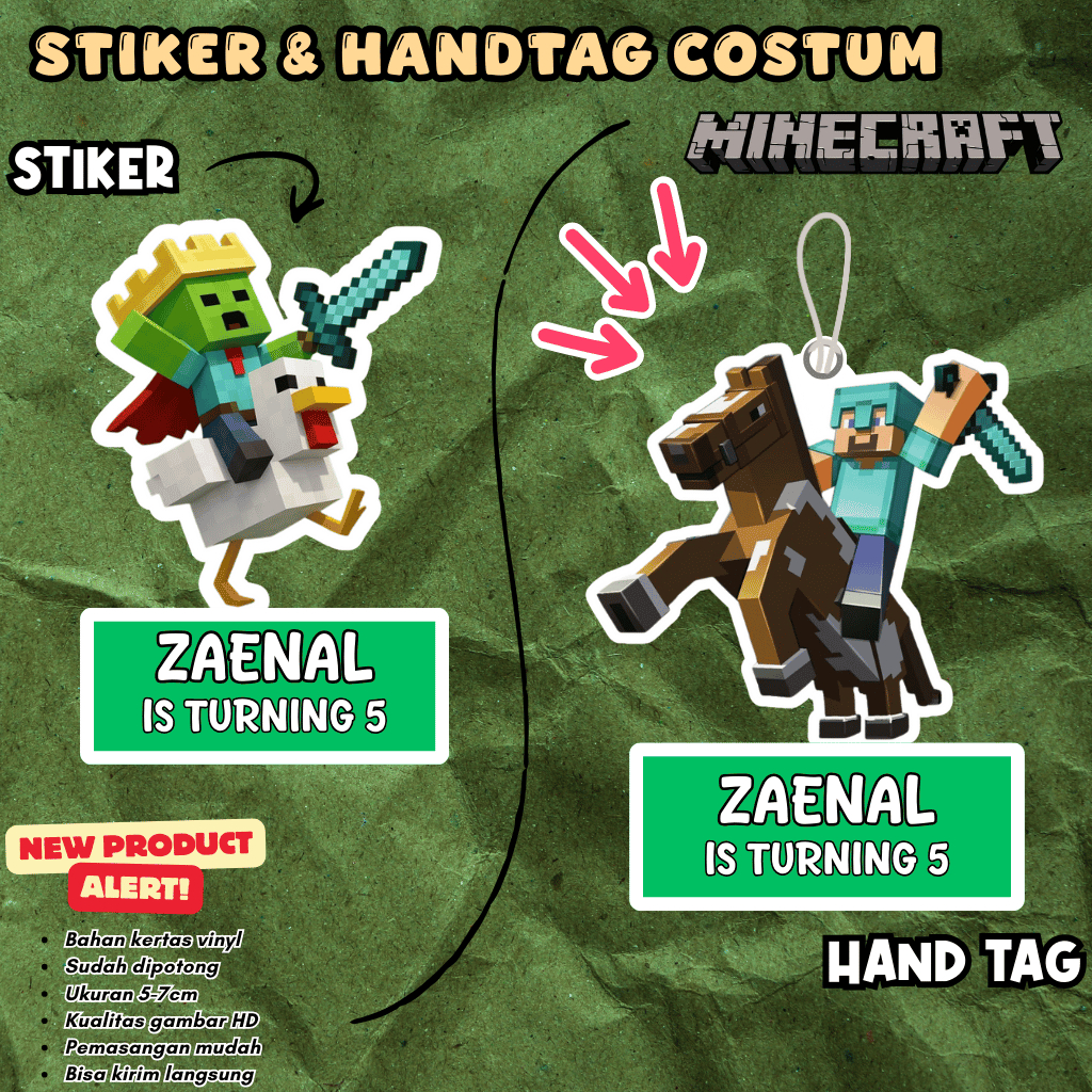 30PCS HANG TAG & stiker Ulang Tahun Anak suvenir Custom / birthday souvenir tag card custom / Unik /