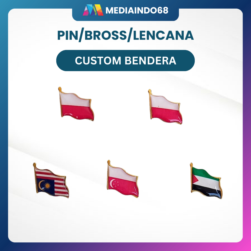PIN/BROSS/EMBLEM untuk Jas/Kemeja/Topi  Logo Bendera -Bahan Kuningan (Custom Logo Sendiri)
