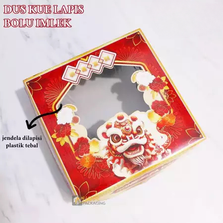 Kotak Kue Lapis Bolu Imlek Lebaran Ukuran  22x22x8cm Kardus Toples