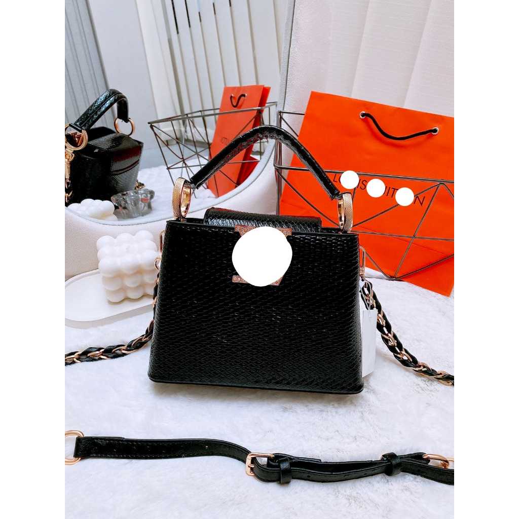 TAS WANITA L* CAPUCINES SHOULDER BAG KODE LV0235 & LV0235-1 TALI PANJANG