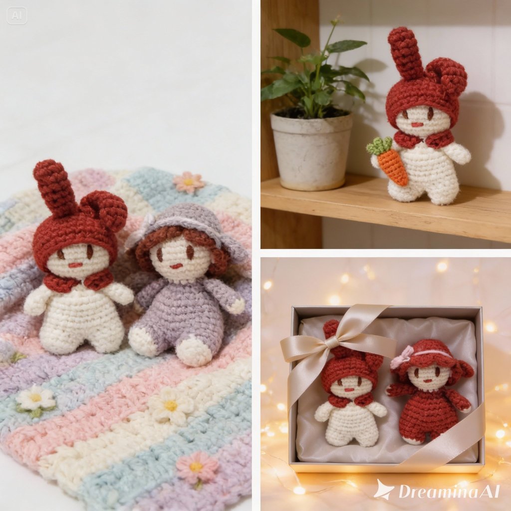 Gantungan Kunci Amigurumi My Melody - My Sweet Piano Rajut Handmade | Ganci Boneka Lucu Custom Warna