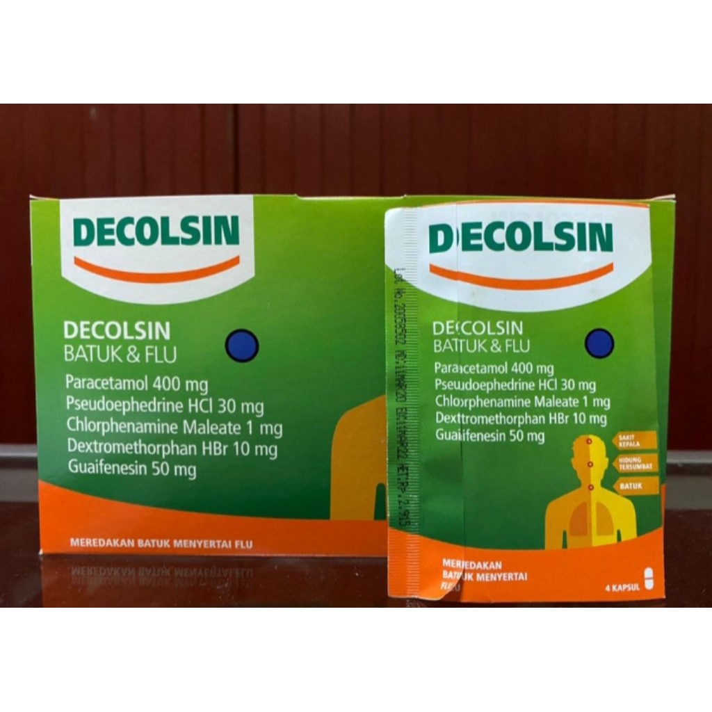 Decolsin 4 Kapsul - Obat Flu dan Demam dengan Paracetamol, Chlorpheniramine, Dextromethorphan