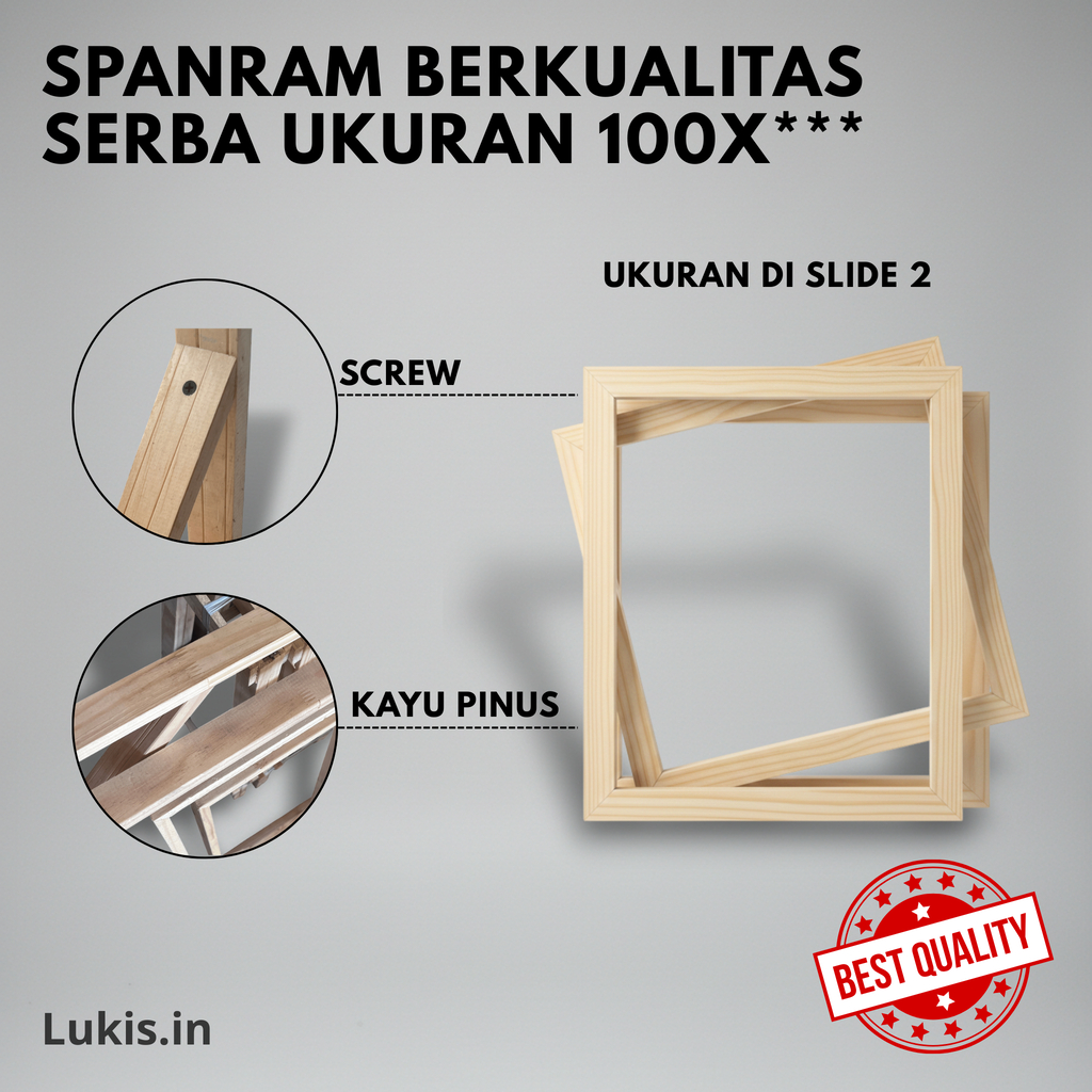 Spanram Kayu Serba Ukuran 100cm /Frame Kayu Kanvas Lukis / Spanram Kayu