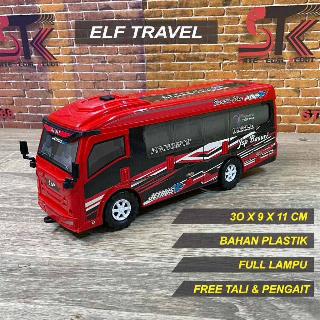 Mainan Miniatur Isuzu Elf Travel Indonesia Plastik JSP AM 11