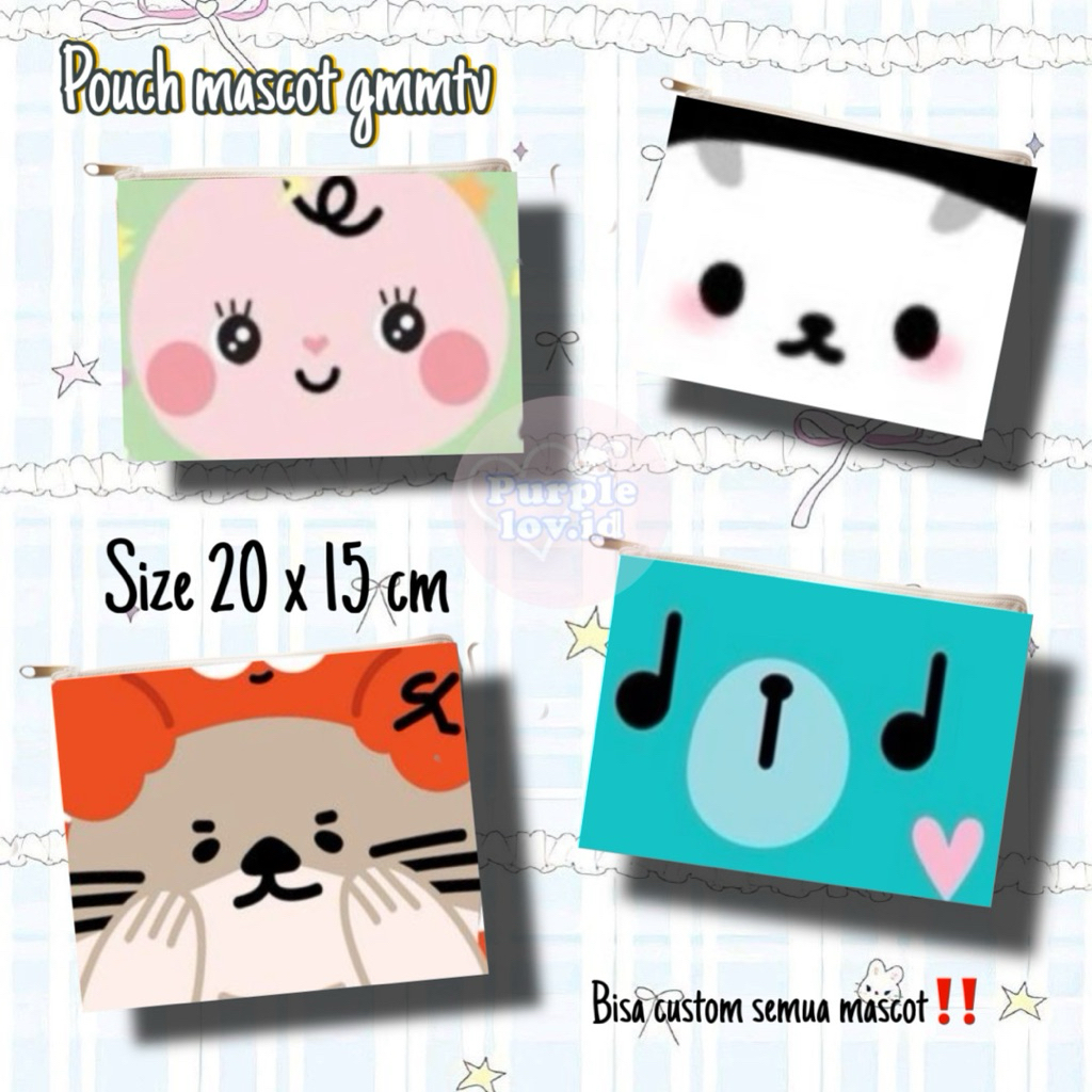 pouch custom size 20x15 cm gmmtv mascot permpoon nong nooong jaidee polcasan avocean any lykyou domi