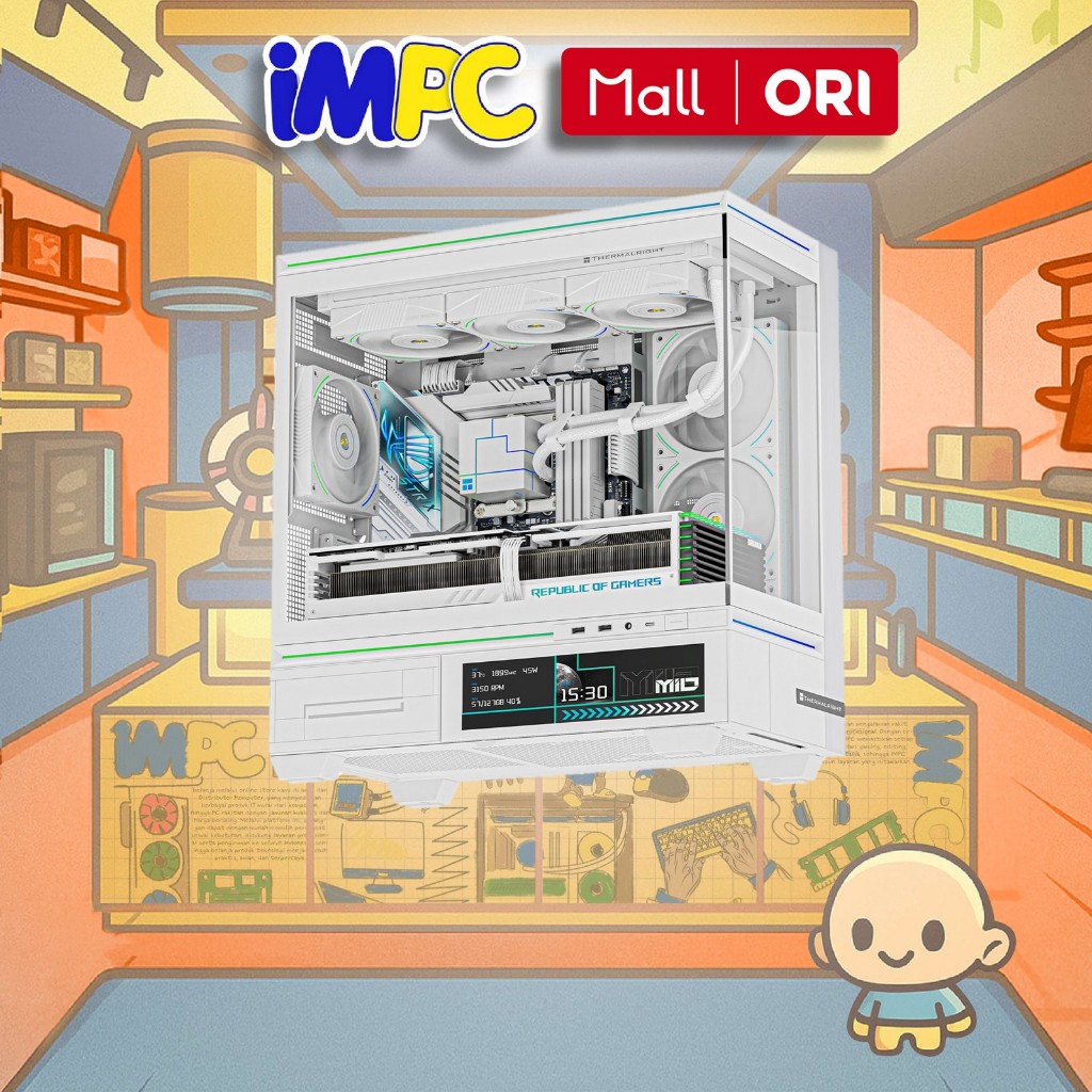 THERMALRIGHT PC Casing Gaming TL-M10 Vision w/ 9.16" LCD Display Micro ATX PC Case Casing Komputer -