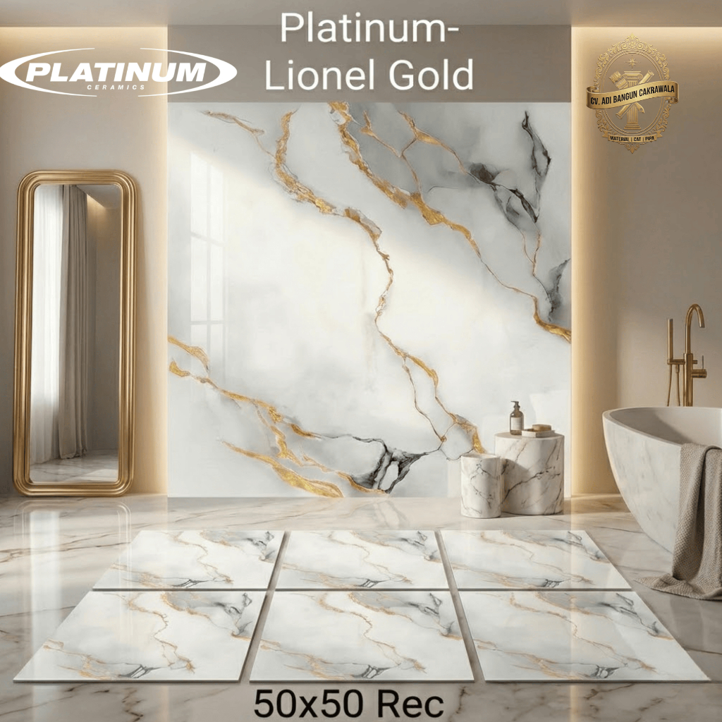 PLATINUM LIONEL GOLD 50X50 RECTIFIED GLOSSY KERAMIK LANTAI