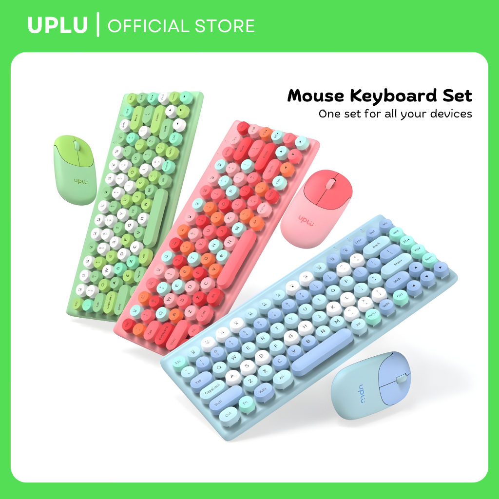 UPLU Keyboard Mouse Wireless Set Silent Click Gaming & Office for Hp Laptop Komputer PC Ipad Tablet