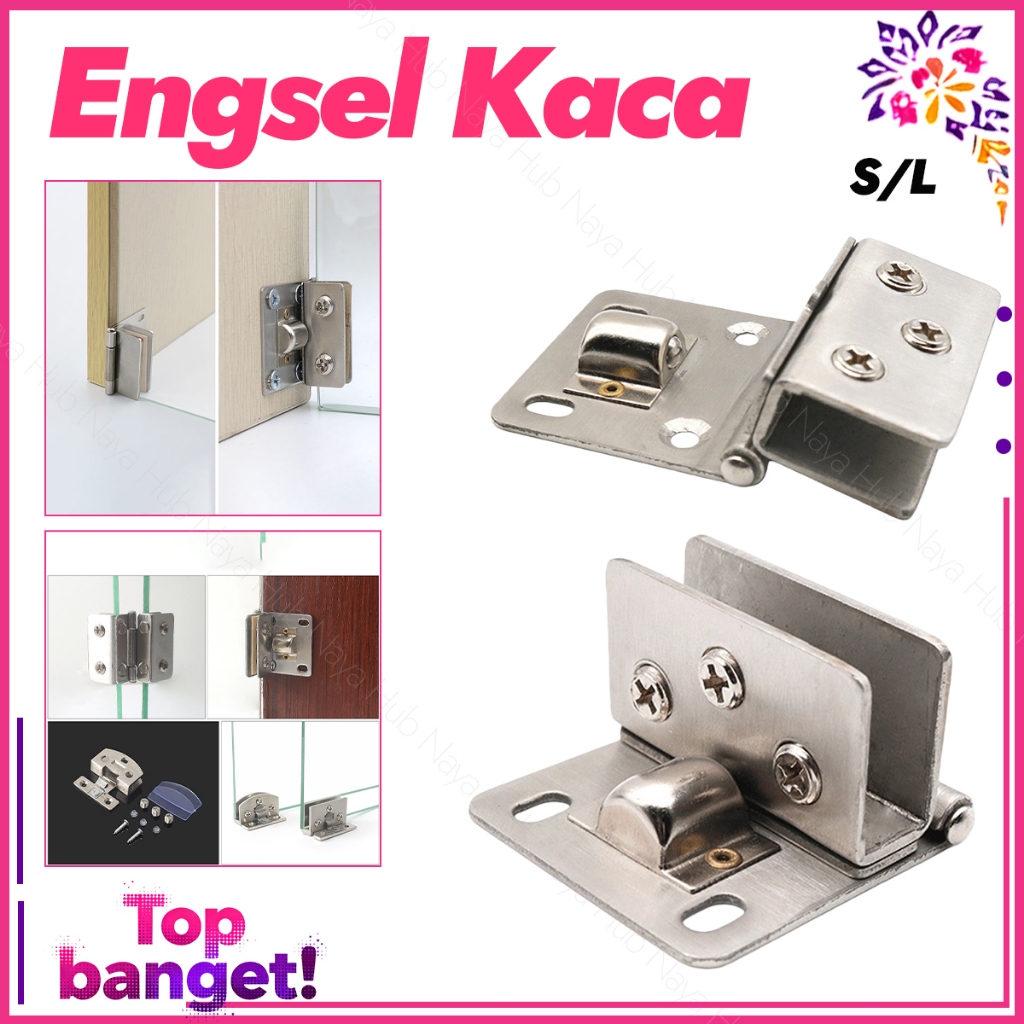 Stainless Steel  Engsel Jepit Pintu/Engsel Lemari Kayu  Kaca Tahan Lama Anti Karat Engsel Pintu Lema