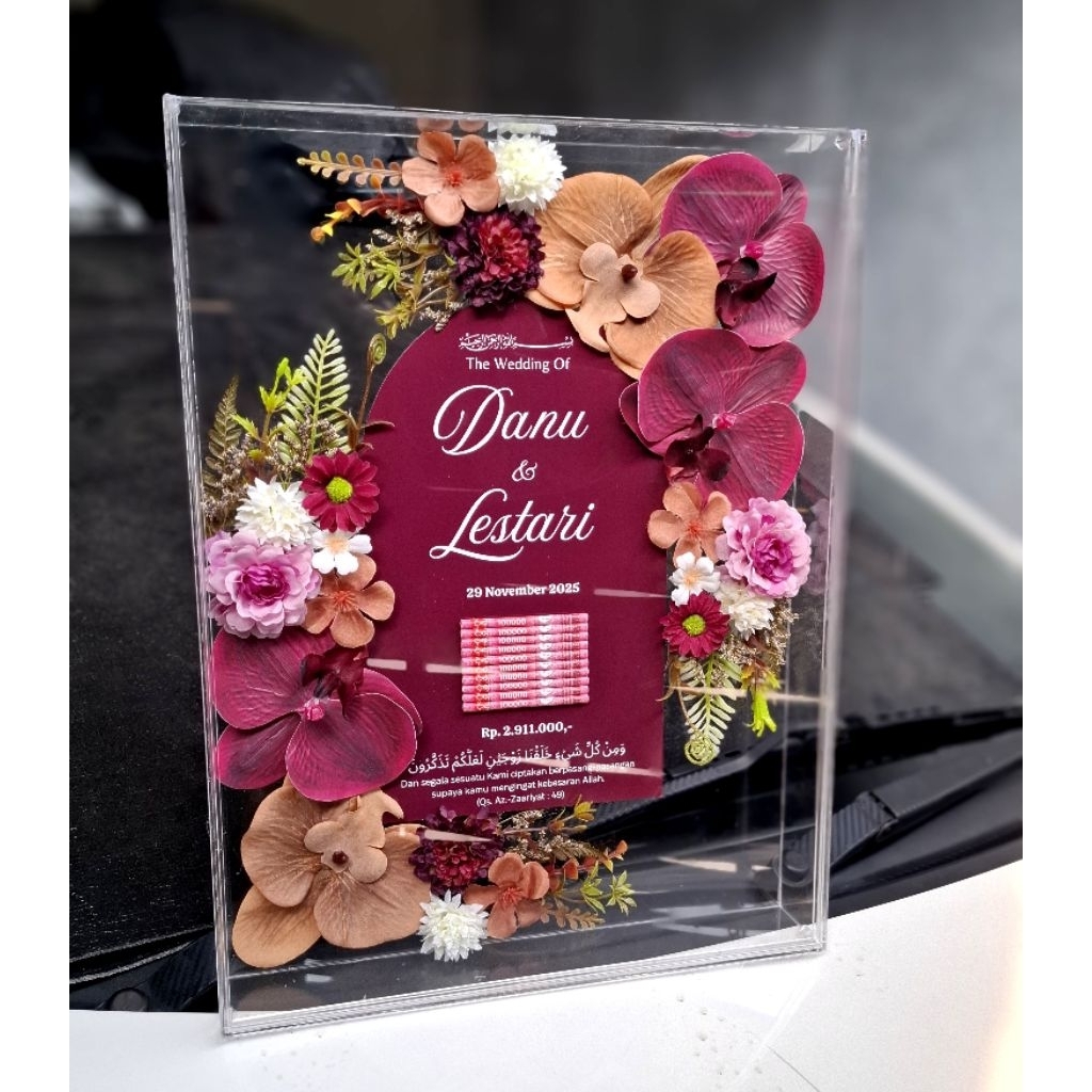 (2/3hari jadi)MAHAR PERNIKAHAN TRANSPARAN/ MAHAR DOBEL AKRILIK/MAHAR 3D MAHAR AKRILIK/potret Ukuran 