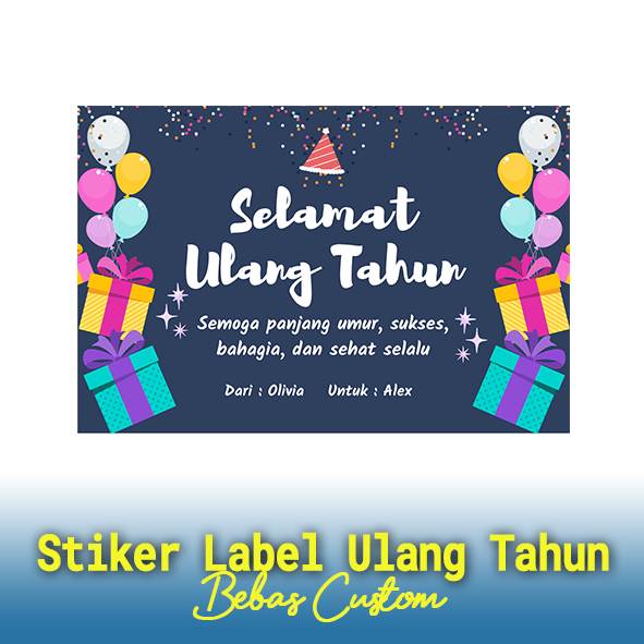 Stiker Ulang Tahun, Stiker Kromo Ulang Tahun, Stiker Ultah Ukuran 5x5cm DAPAT BANYAK, Stiker Kromo M