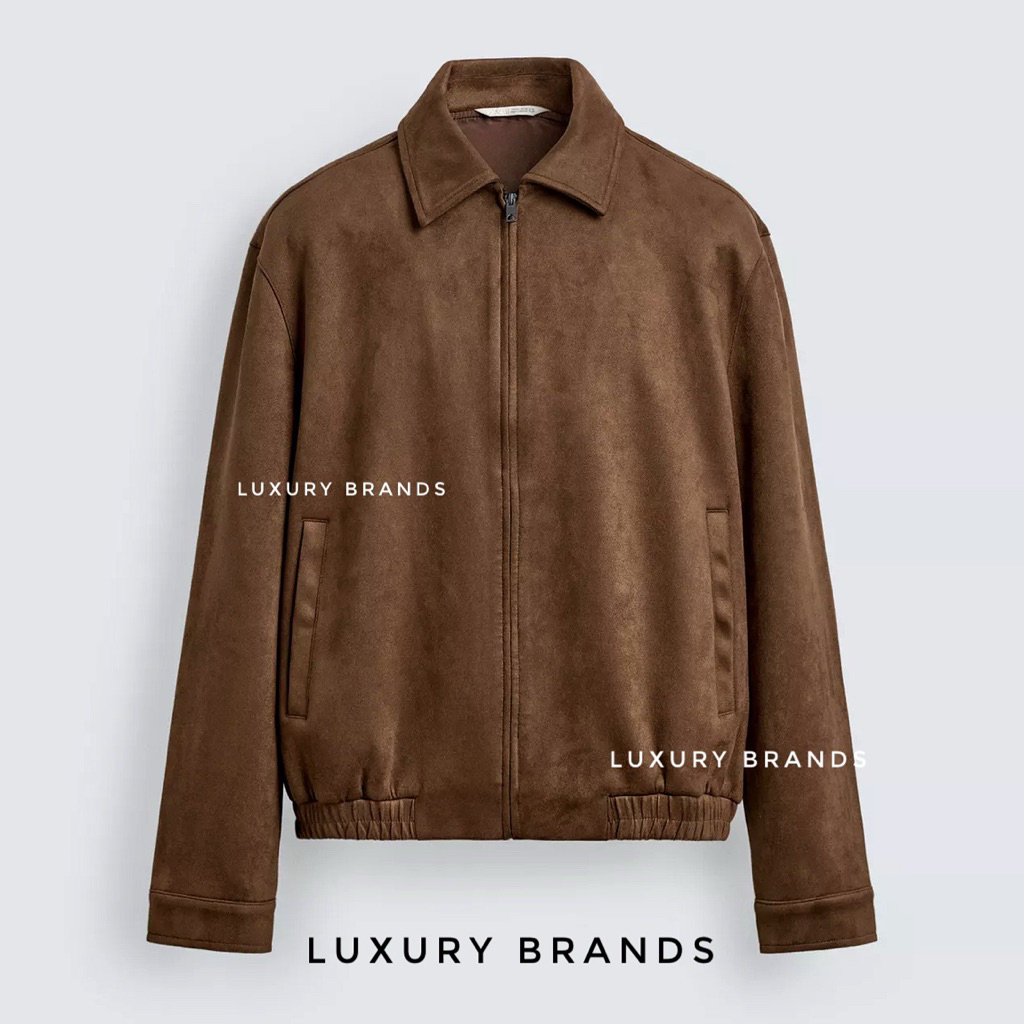 Jaket Bomber ZARA Original Faux Suede Brandy