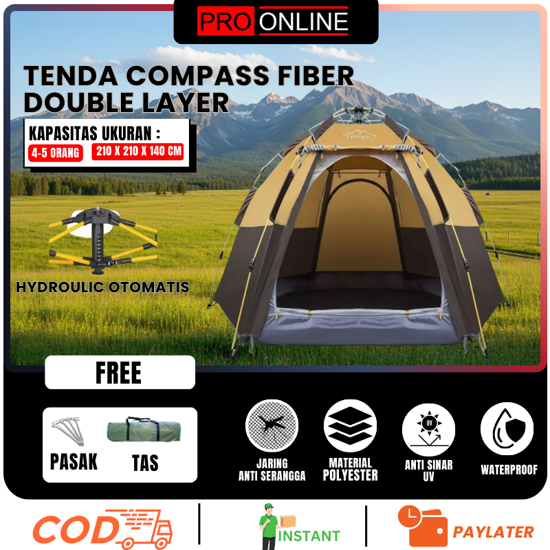Tenda Camping otomatis 4-5 orang dewasa - Tenda Kemping Outdoor