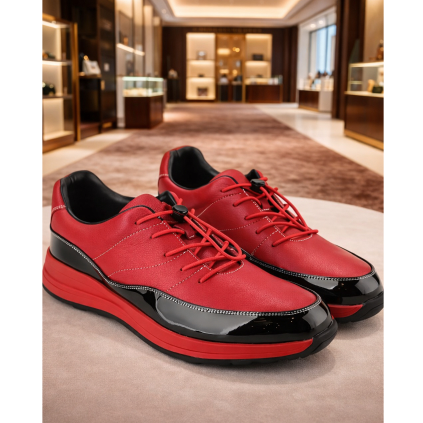 SEPATU PLAYBOY MERAH Kets Kulit Pria Berani Original Red PL64