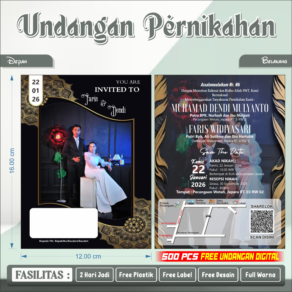 Undangan Pernikahan Elegant Custom Desain DAN FREE FOTO