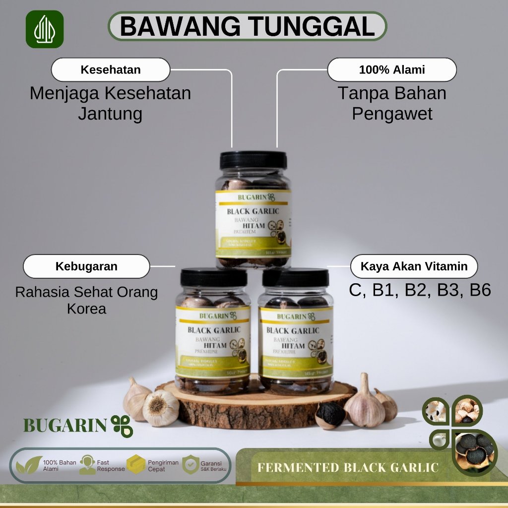 Black Garlic Bawang Hitam Tunggal Asli Fermentasi Untuk Kolesterol Asam Urat Darah Tinggi Bugarin