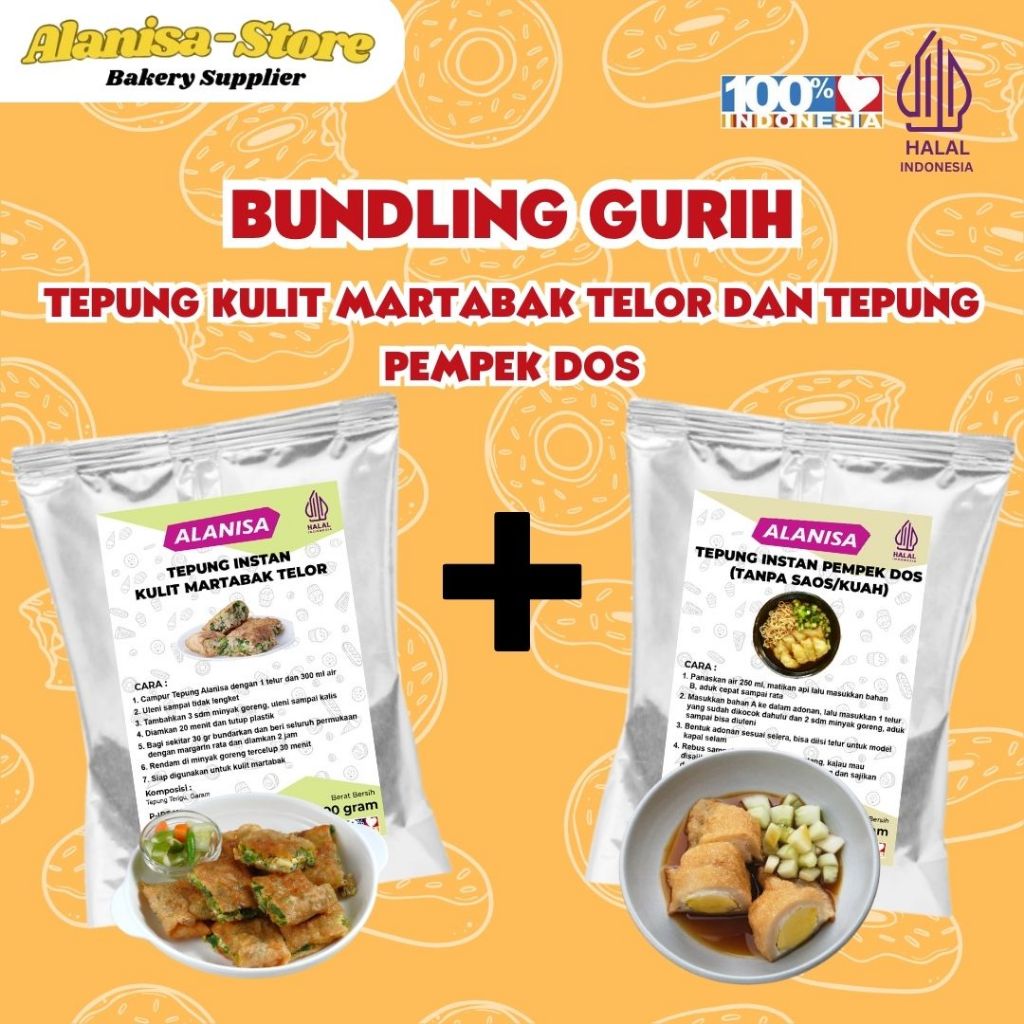 BUNDLING GURIH (TEPUNG KULIT MARTABAK TELOR DAN TEPUNG PEMPEK DOS)