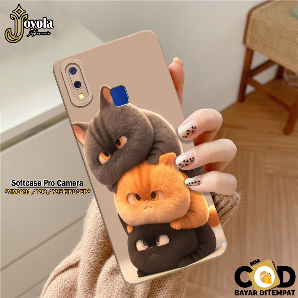 Case VIVO Y91/Y93/Y95 FINGER Fashion Casing Kucing Softcase Pro Camera - Case Pelindung Kamera - Bum