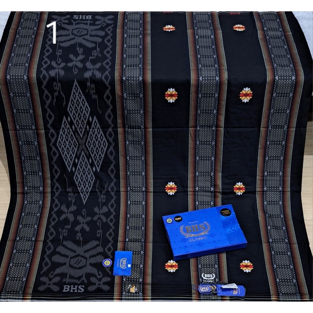 Sarung BHS CLASSIC Songket Kualitas Gold Edisi Hitam