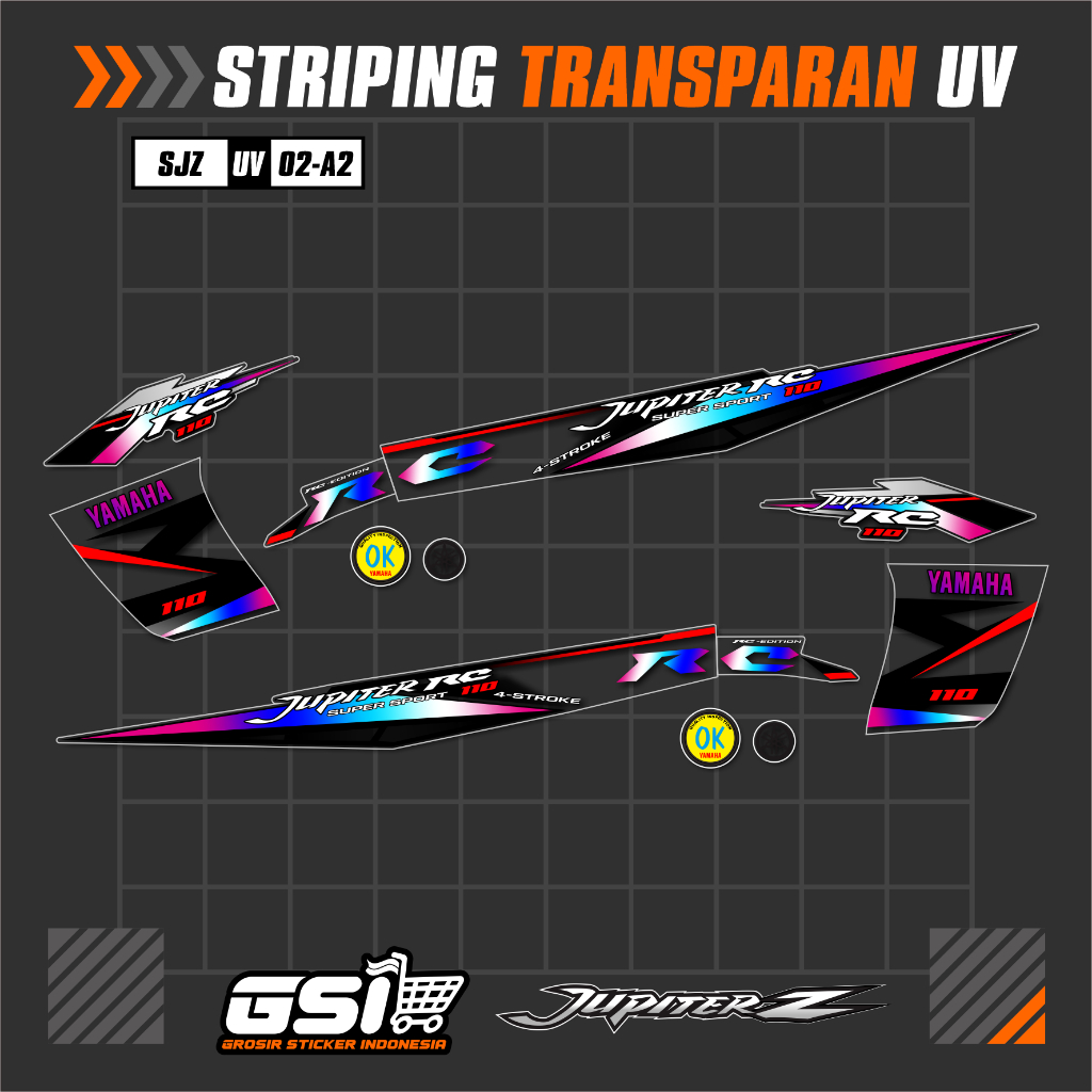 STIKER STRIPING UV TRANSPARAN JUPITER Z BURHAN /JUPITER Z OLD VARIASI RC RACING - SJZ-UV