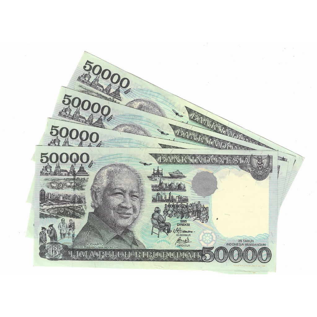 Uang Kuno 50 Ribu Soeharto Kertas Original
