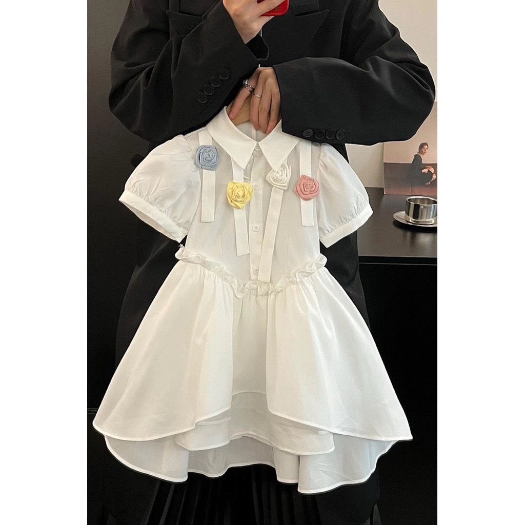 Dress Putih Import Anak Perempuan | Kemeja Putih Anak Perempuan | Dress Korea Putih Anak Perempuan |