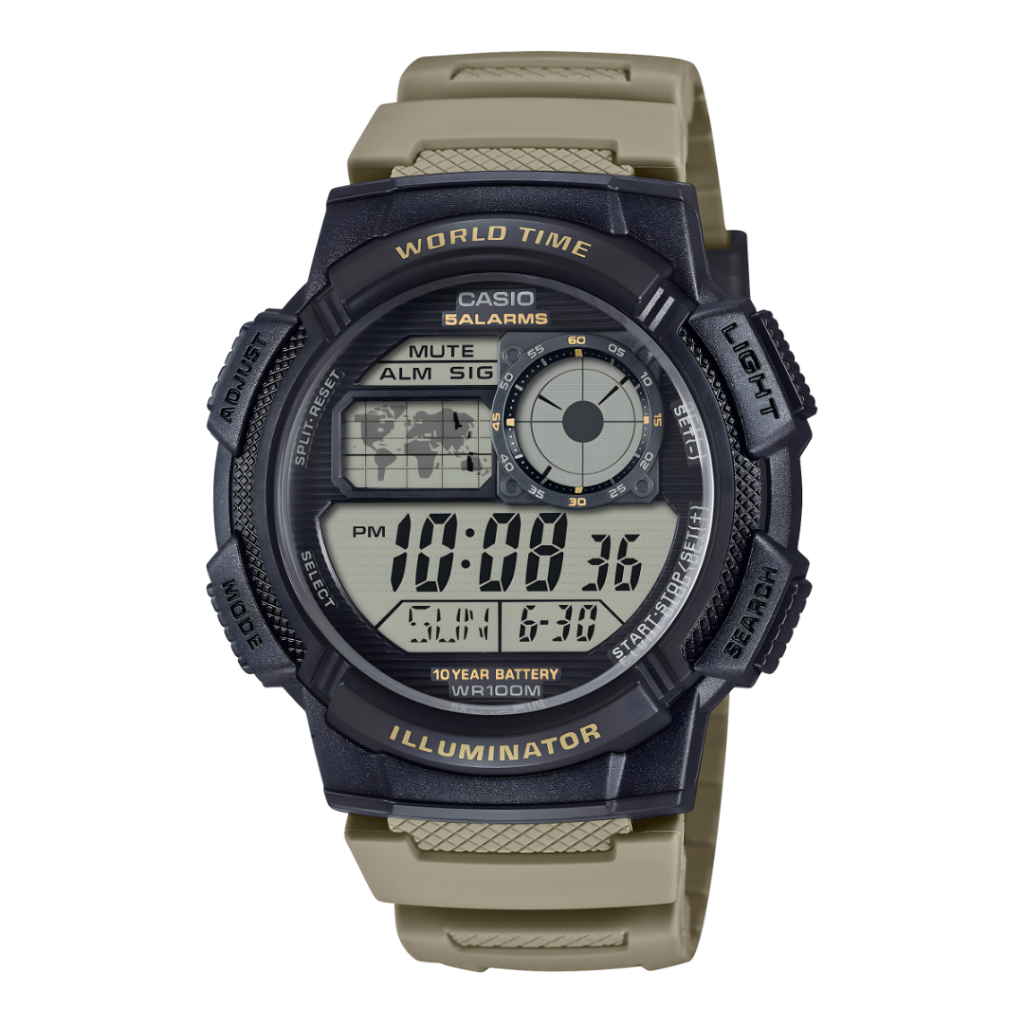 CASIO AE-1000W Original | Jam Digital 10 Tahun Baterai | World Time | WR 100M