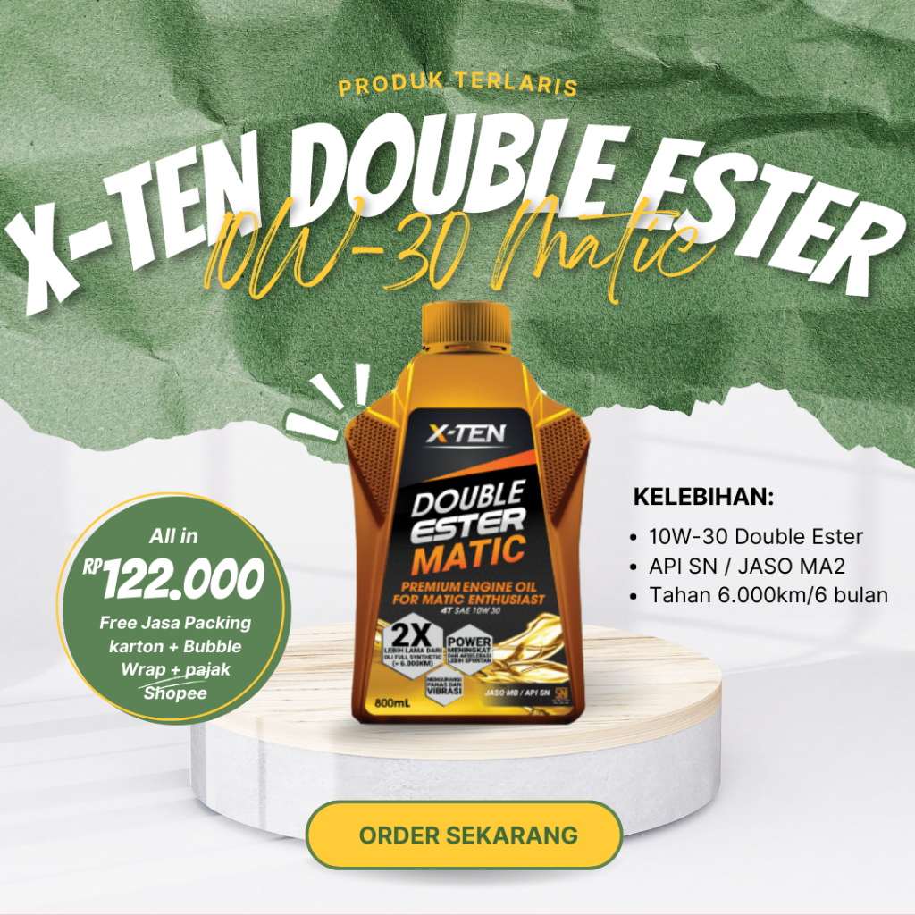Oli XTEN Double Ester Matic SAE 10W 30 API SN JASO MB 800 ML All Matic Honda