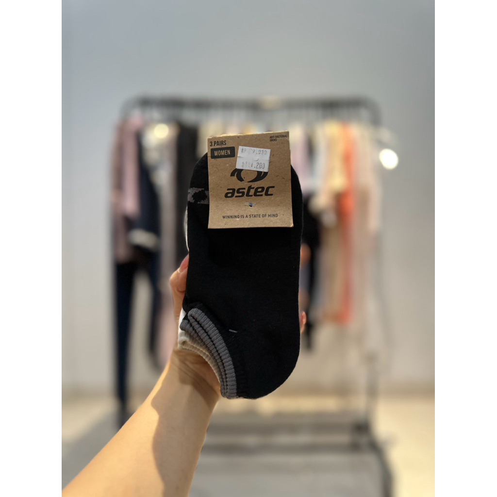 KAOS KAKI ASTEC WANITA RUNNING LOBI LOW CUT SOCKS ASCS0W55R4MX 3PAIRS ORIGINAL ANTI BACTERIAL