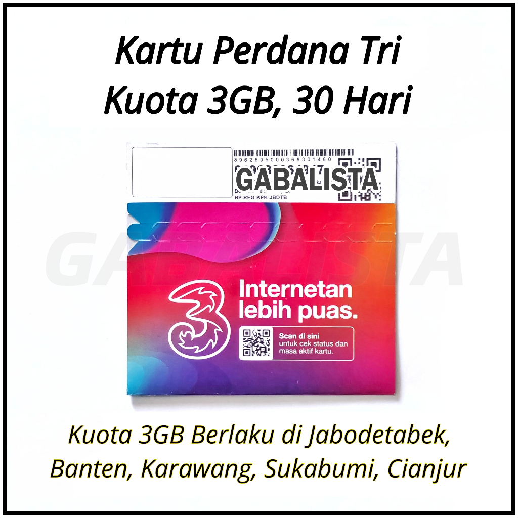 Kartu Perdana Tri Kuota 3GB, 4G LTE / 5G Masa Tunggu Panjang, Prabayar