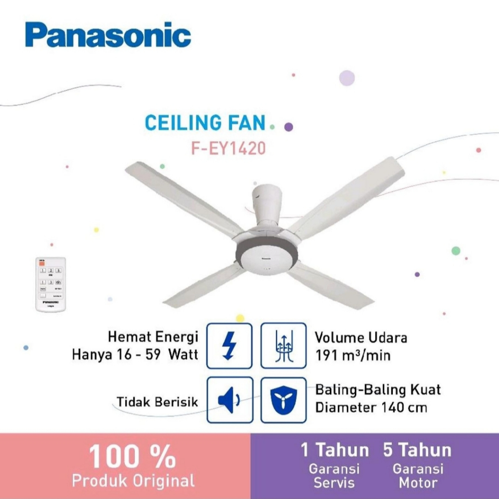 Ceiling Fan PANASONIC F-EY1420 Kipas Angin Plafon 56 Inch Remote Control FEY1420