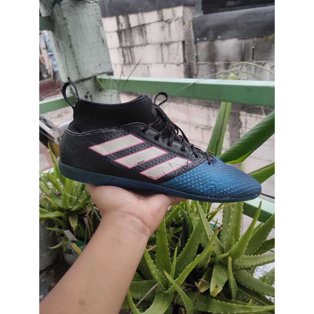 Adi Futsal ACE 17.1 In Black Blue Original Futsal Indoor Sneakers Sepatu Futsal Size 46