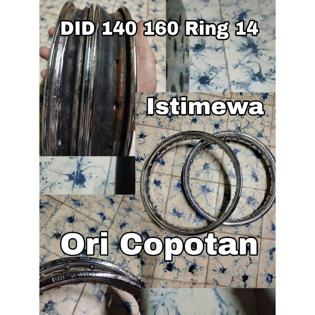 Peleg Velg DID besi Chrome ring 14 Sepasang Depan Belakang ukuran 140 160 Original Standart Copotan 