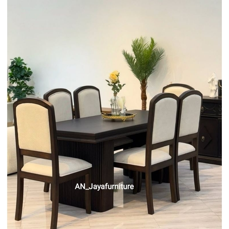 Meja makan modern kayu jati Meja makan desain minimalis modern