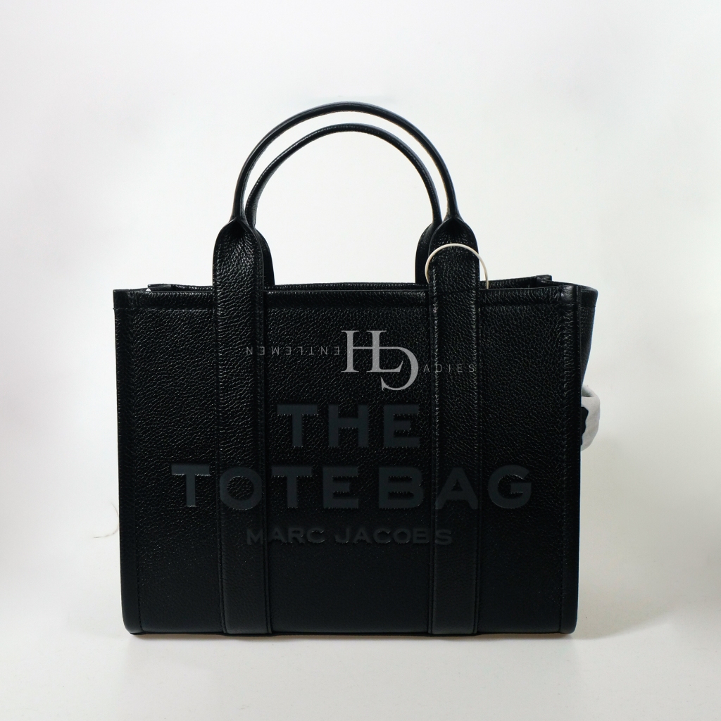 MJ Traveler Medium Leather Tote Bag Black (34 x 27 x 15)