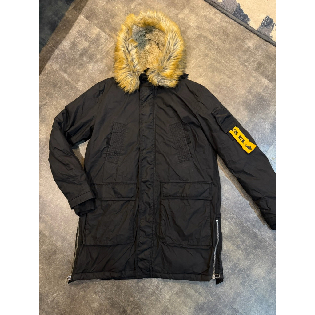 Jaket coat parka puffer Diesel W. Bullion military army with faux fur