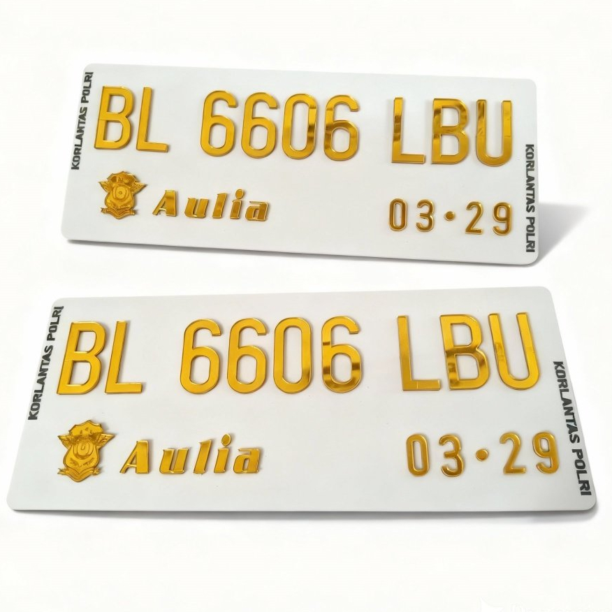 Plat Nomor Motor timbul Gold emas Buad Tanam