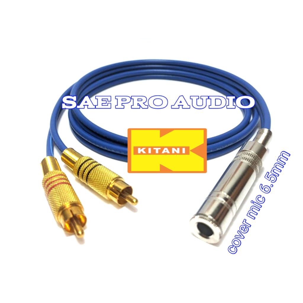 Kabel Sambungan Mic Jack Cover Mic 6.5mm To 2 Rca 3.5mm gold kabel kitani tembaga original kualitas 